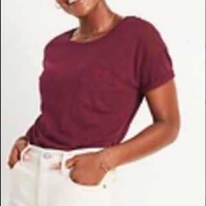 Old Navy Loose Slub-Knit Easy Pocket Tee For Women - medium - Crimson Cranberry